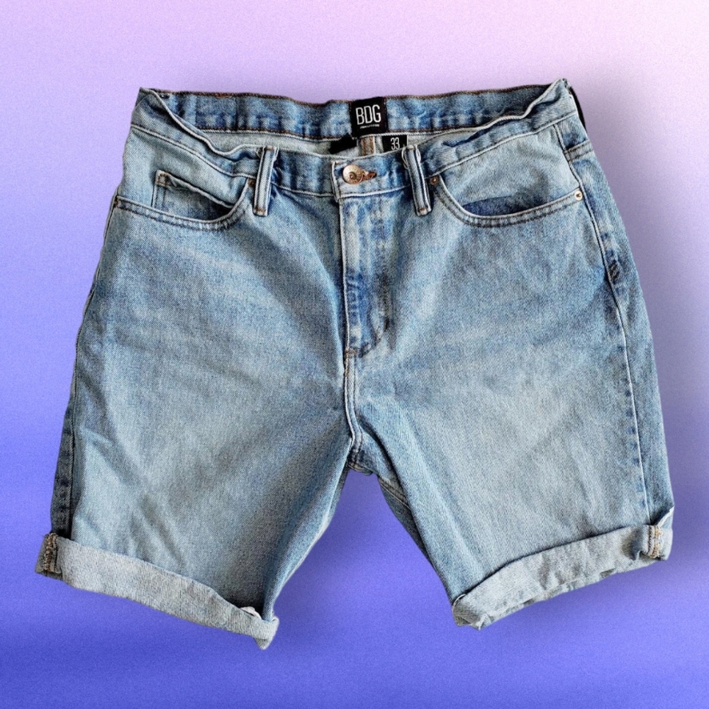 BDG Slim Bermuda Length Denim Jean Shorts, Size 33 or US 16